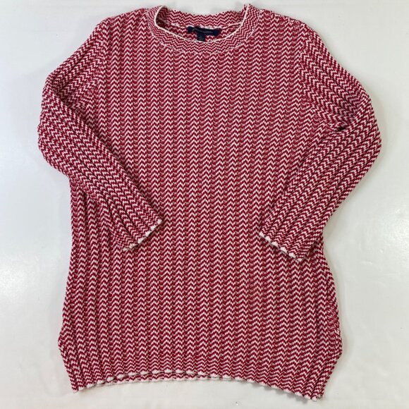 Brooks Brothers Red White Chevron Pattern Knit Sweater Size Large - Picture 1 of 6